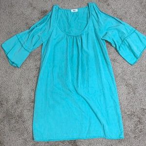 Cold shoulder quarter length bell sleeve dress